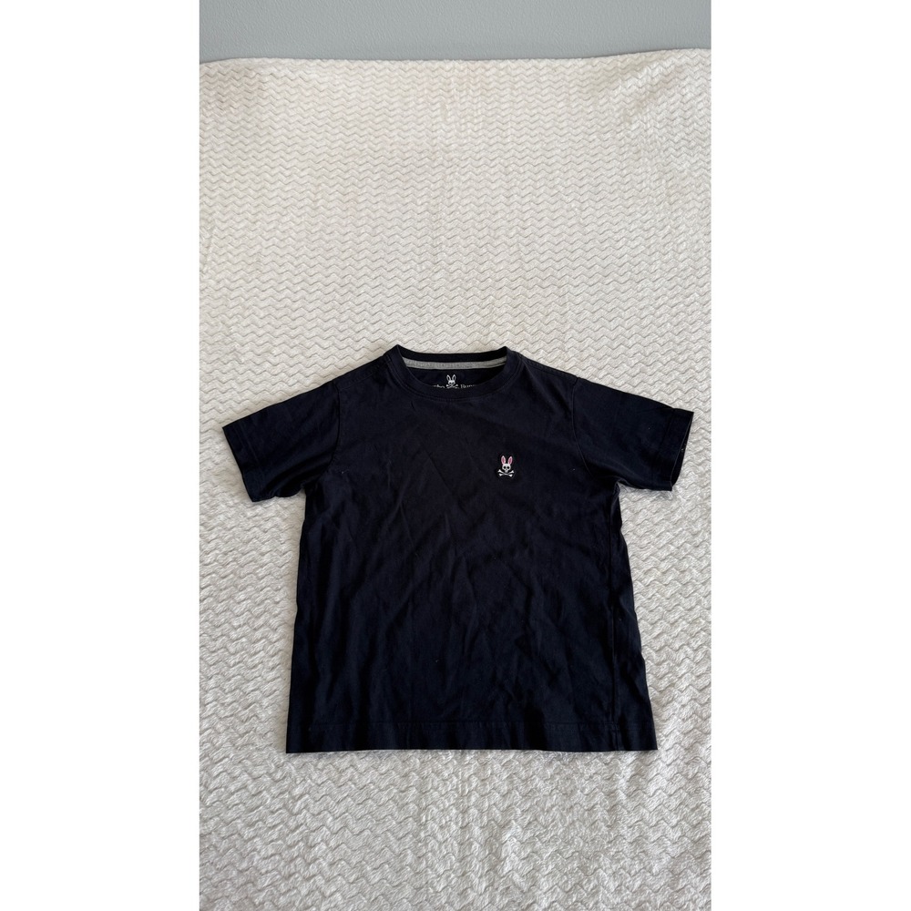 Psycho Bunny Kids Black Pima Cotton Short Sleeve Logo Tee Shirt XS 5/6